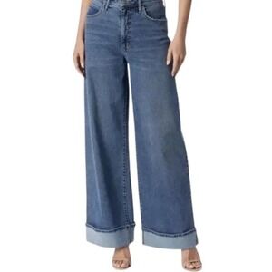 Jessica‎ Simpson Freesia High Rise Wide Leg Jeans Cuff Medium Wash Denim Size 8